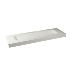 Balmani Arcato enkele wastafel voor 2 kraangaten matte Solid Surface 180 x 55,5 cm