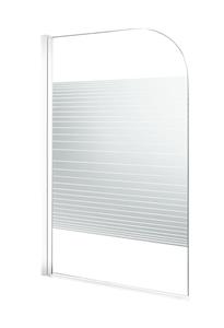 Linie Palma enkele badwand 80 cm helder glas met gestreepte matte band mat wit profiel