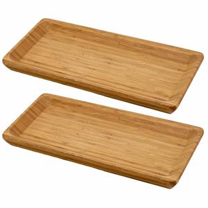 Set van 2x stuks bamboe houten tapas kaasplankjes/serveerplankje 25 x 13 cm rechthoekig - Borrelplanken/kaasplankjes
