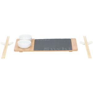 Alpina Bamboe sushi servies/serveerset voor 2 personen 7-delig - Sushi benodigdheden - Serveerschalen - Sushi servies set