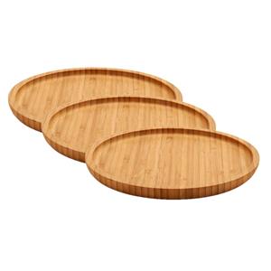 Arte R 3x stuks bamboe houten broodplanken/serveerplanken/hamplanken rond 20 cm - Dienbladen van hout