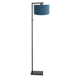 Steinhauer LIGHTING Stehlampe, Stehleuchte Standlampe Wohnzimmerleuchte E27 Textil Velour blau schwarz matt