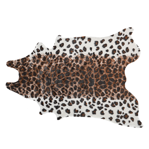beliani Kunstfell Teppich Braun Weiß 170 cm Webpelz Stoff Leopardenmuster Fellform Pelzimitat Bettvorleger Läufer Überwurf für Sofa Sessel Stühle - Braun