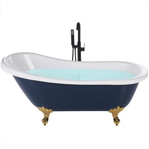 BELIANI Vrijstaand bad, CAYMAN, 153cm, blauw met goudkleurige poten