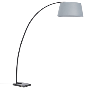 Beliani - Stehlampe Grau Metall 188 cm Stoffschirm Marmorfuß langes Kabel mit Schalter Bogenlampe Modernes Design - Grau