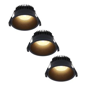 HOFTRONIC™ - 3x Finn Dimmbarer LED-Einbauspot - 10 Watt - Deckenstrahler - 2700K warmweiß - 900 Lumen - Innen & Außen - Einbauspot - Schwarz
