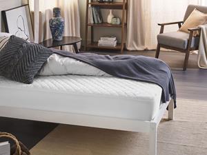 beliani Matratzentopper Weiß Japara Baumwolle und Mikrofaser 90 x 200 cm mit Gummizug an den Ecken Versteppt Matratzenschutz Auflage für Einzelbett - Weiß