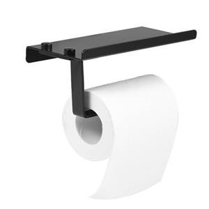 FLOKOO Toiletrolhouder Met Smartphone Plankje - Zwart - Wc Rolhouder
