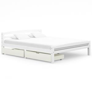 vidaXL Bettgestell »Massivholzbett mit 2 Schubladen Weiß Kiefer 160x200 cm Doppelbett Bett Bettrahmen Bettgestell«