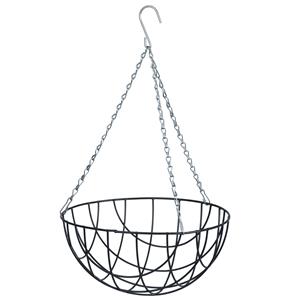 Nature Hangende plantenbak metaaldraad grijs met ketting H17 x D35 cm - hanging basket -