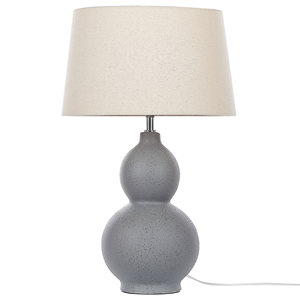 beliani Tischlampe mit Keramikfuß Grau 56 cm Trommelform Langes Kabel mit Schalter Lampenschirm aus Baumwolle / Jute in Beige Wohnzimmer Schlafzimmer - Grau