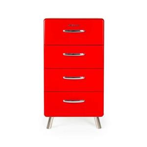 Inventum Tenzo ladekast Cobra 4 lades - rood - 92x50x43 cm