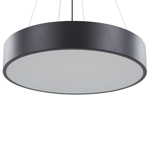 beliani Led Hängelampe Schwarz Stahl u. Acryl ø 60 cm Rund Trommelform mit Langem Kabel Modern für Flur Küche Esstisch Wohnküche Hohe Decken Innenräume