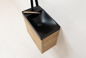 SaniGoods Minimo fontein met kraangat 40x22cm zwart mat