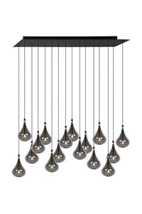 Lucide LED Pendelleuchte Tears in Schwarz und Schwarz-transparent 16x 1,5W 1920lm G4