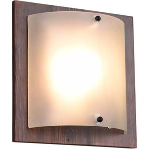 BES LED LED Wandlamp - Wandverlichting - Trion Palan - E27 Fitting - 1-lichts - Vierkant - Mat Donkerbruin - Hout