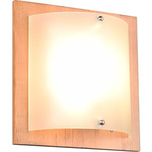 BES LED LED Wandlamp - Wandverlichting - Trion Palan - E27 Fitting - 1-lichts - Vierkant - Mat Bruin - Hout
