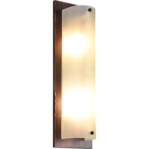 BES LED LED Wandlamp - Wandverlichting - Trion Palan - E27 Fitting - 2-lichts - Rechthoek - Mat Donkerbruin - Hout