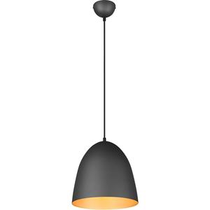 BES LED LED Hanglamp - Hangverlichting - Trion Lopez - E27 Fitting - 1-lichts - Rond - Mat Zwart/Goud - Aluminium