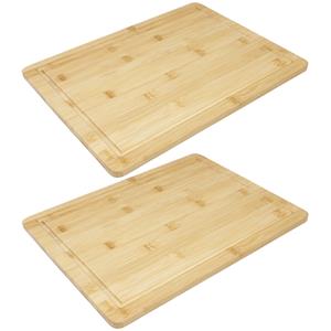 Hi Set van 2x stuks bamboe broodplank/serveerplank/snijplank rechthoek 40 x 30 cm - Snijplank met sapgroef