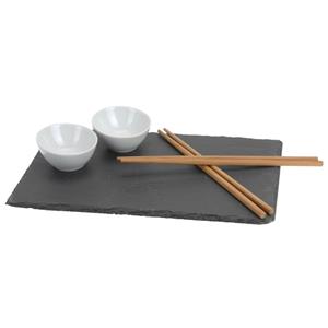 7-Delige sushi set voor 2x personen - Leisteen plankje/kommetje/eetstokjes
