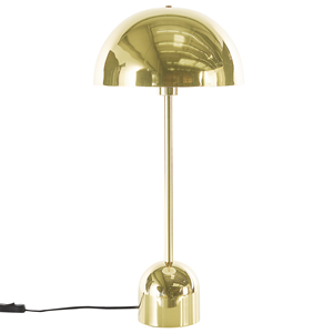 beliani Tischlampe Gold Metall 64 cm Langes Kabel mit Schalter Runder Lampenschirm Industrie Design - Schwarz
