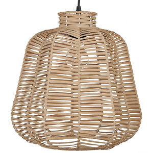 beliani Hängeleuchte Natürlich Hellbraun 128 cm Rattan geflochten Schirm glockenförmig für Wohn- Schlaf- und Esszimmer Modernes Design Boho Stil - Beige