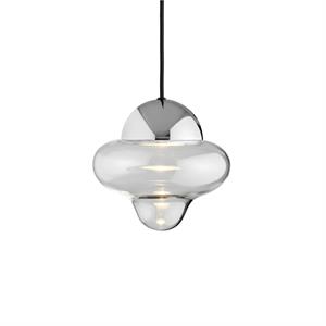 DESIGN BY US Nutty LED hanglamp, helder / chroomkleurig, Ø 18,5 cm, glas