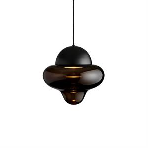 DESIGN BY US Nootachtige LED hanglamp, bruin / zwart, Ø 18,5 cm, glas