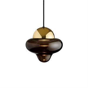 DESIGN BY US Nootachtige hanglamp, bruin/goudkleurig, Ø 18,5 cm, glas