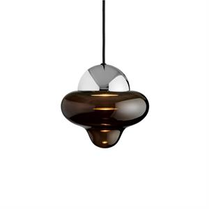 DESIGN BY US Nutty LED hanglamp, bruin / chroomkleurig, Ø 18,5 cm, glas