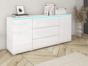 Mobistoxx Dressoir VITTORIO 2 deuren 3 lades wit/hoogglans wit zonder led