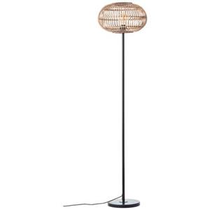 Lampe Woodball Standleuchte 1flg schwarz matt/bambus Metall/Bambus braun 1x A60, E27, 60 w - braun - Brilliant