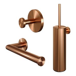 Brauer Copper Edition set met handdoekhaak, toiletrolhouder en toiletborstelset koper geborsteld PVD