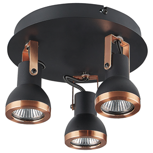 BELIANI 3-lichts ronde plafondlamp zwart en koper BARO