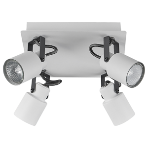 beliani Deckenleuchte Weiß aus Metall 4-flammig Verstellbare Lampenschirme in Zylinderform Quadratischer Lampensockel Industrie Look Modernes Design - Weiß