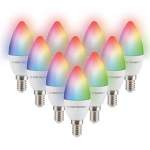 HOFTRONIC SMART Set van 10 E14 SMART LED Lamp - RGBWW - Wifi & Bluetooth - 5.5 Watt - 470lm - C37 - Dimbaar via App