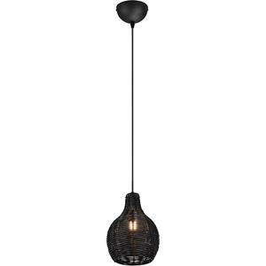 BES LED LED Hanglamp - Hangverlichting - Trion Sparko - E14 Fitting - 1-lichts - Rond - Zwart - Hout