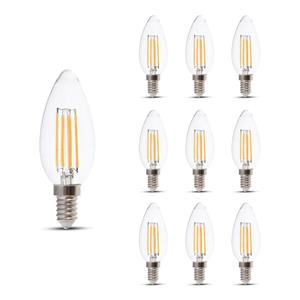V-TAC Set van 10 E14 LED Filament Lamp - 4 Watt & 400 Lumen - 3000K Warm witte lichtkleur - 300° stralingshoek - 20.000 branduren geschikt voor E14 fittingen