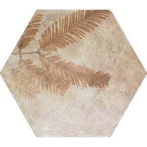 Zyx Amazonia Vloer- en wandtegel 32x36.8cm Gerectificeerd Hexagon Natuursteen look Tropical Cotto Mat Bruin 220971