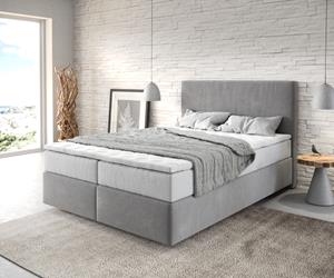 DELIFE Boxspringbett Dream-Well 140x200 cm Mikrofaser Grau mit TFK Matratze und Visco Topper