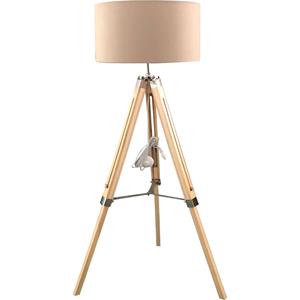 MaxxHome Vloerlamp Elly taande Lamp eeslamp - Driepoot - Hout -145 Cm - E27 ed - 40w - Cream