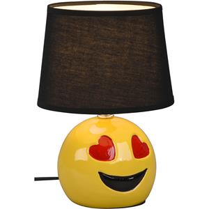 BES LED LED Tafellamp - Tafelverlichting - Trion Smiley - E14 Fitting - Rond - Mat Zwart - Keramiek
