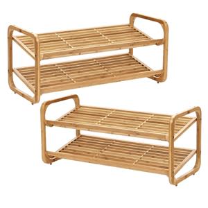 Zeller Schoenenrekken - 2 stuks - bamboe hout - stapelbaar - 74 x 33 x 33 cm -