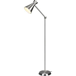BES LED LED Vloerlamp - Vloerverlichting - Trion Ewomi - E27 Fitting - Rond - Mat Nikkel - Aluminium