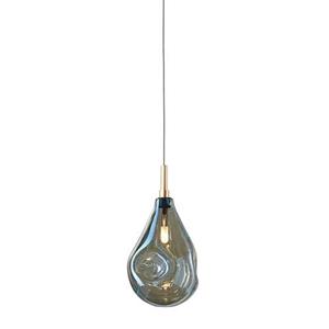 Bomma Soap Mini Single Hanglamp - Blauw glas - Geborsteld gouden fitting