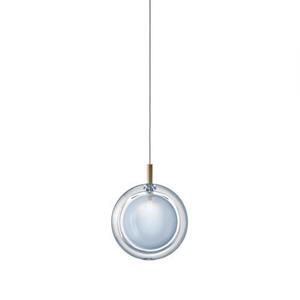 Bomma Lens Single Hanglamp - Blauw glas - Geborsteld goud