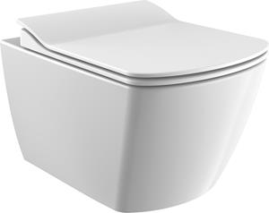 Creavit - Design RimOff Hänge wc mit Taharet Edelstahl-Düse (Bidet) Weiß - Weiß
