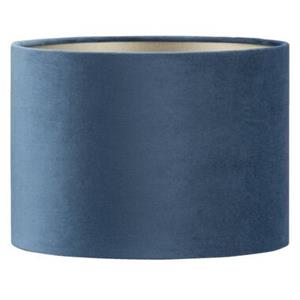 Light & Living Kap Cilinder - blauw velours - Ø25x18 cm