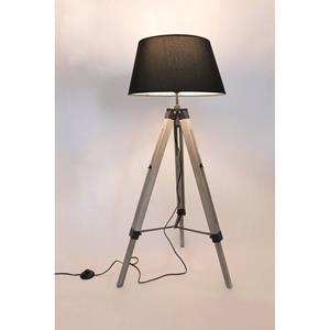 MaxxHome Vloerlamp Lilly taande Lamp eeslamp - Driepoot - Hout -145 Cm - E27 ed - 40w - Zwart